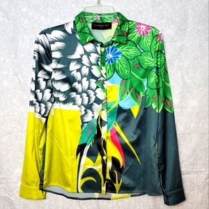 Cyanine Sea Silky Blouse